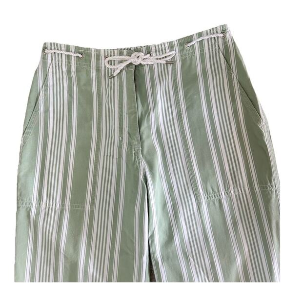 Lauren Ralph Lauren Wide Leg Crop Pants Women's Size 2P Green White Striped - Picture 3 of 7
